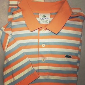 Lacoste Orange, Gray & White Polo
